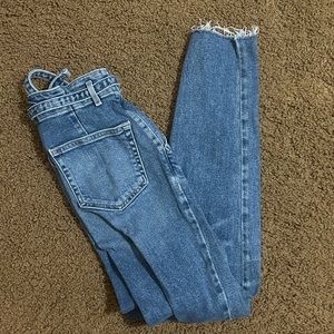 hollister high waisted paper bag mom jeans